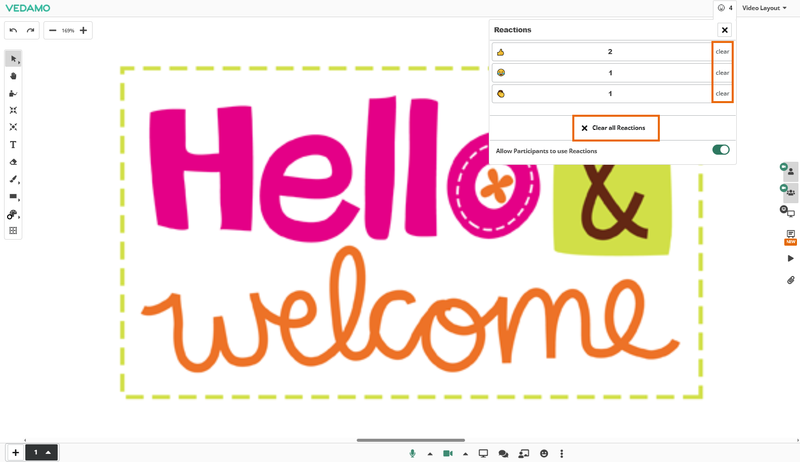 Emojis in the Virtual Classroom: Clear individual/all reactions from the list